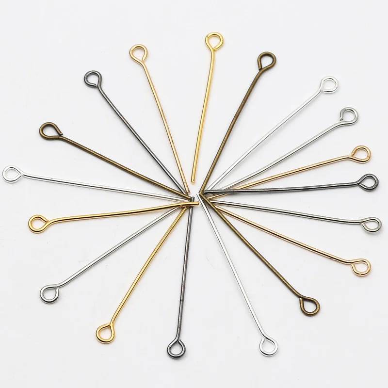 Wholesale 200pcs 16/20/25/30/35/40/45/50mm Eye Head Pins Metal Headpins For Jewelry Findings Making DIY Handicrafts Accessories