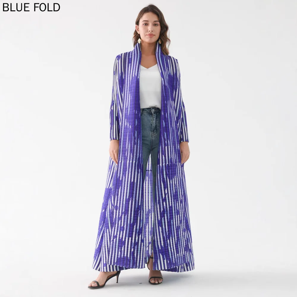 MIYAKE PLEATS Trench Coat Windbreaker Autumn Middle East Pleated Women's Clothing Cross-border Printing Breathable Loose Cloak