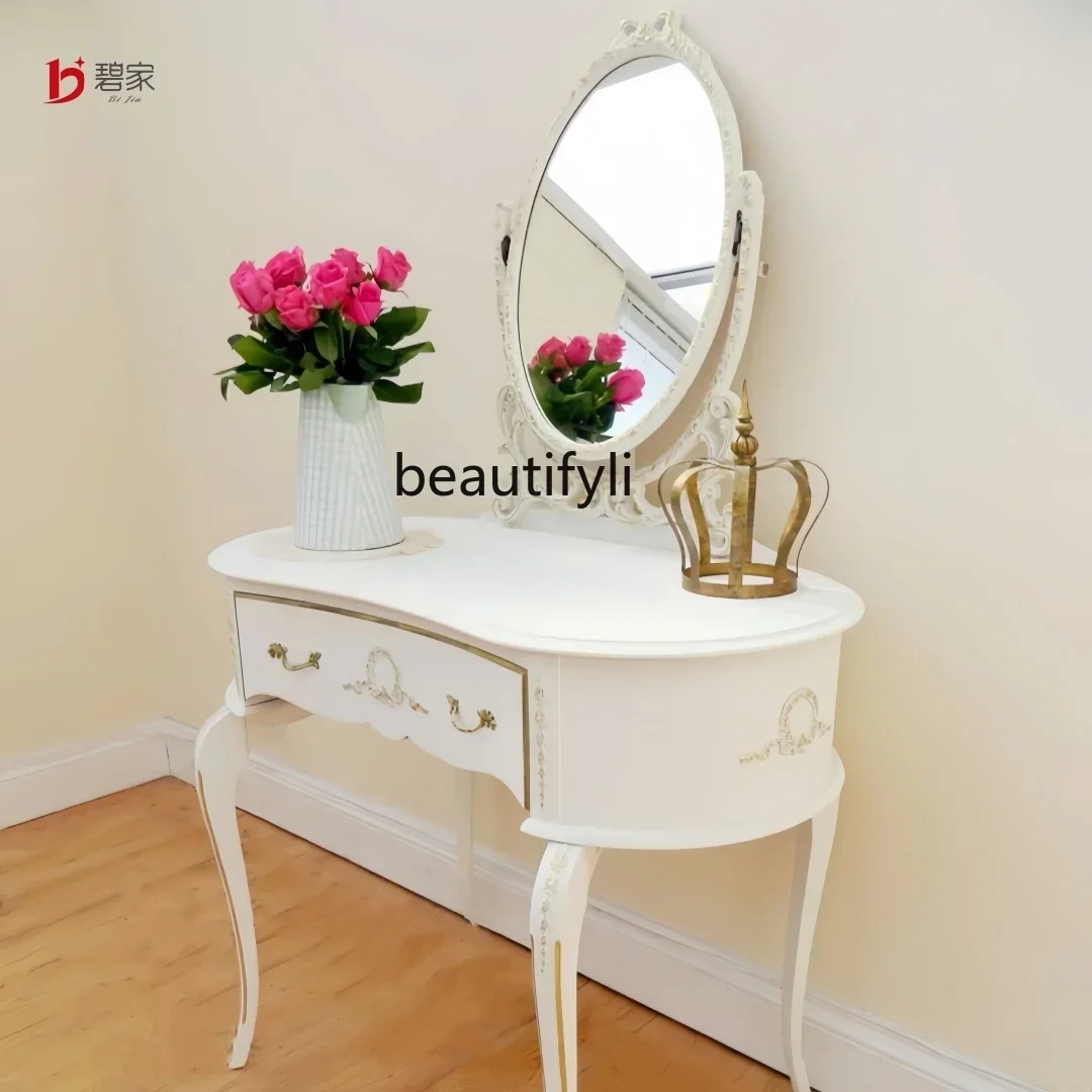 LXFrench retro solid wood makeup table dressing princess style makeup bedroom dressing tableSSS