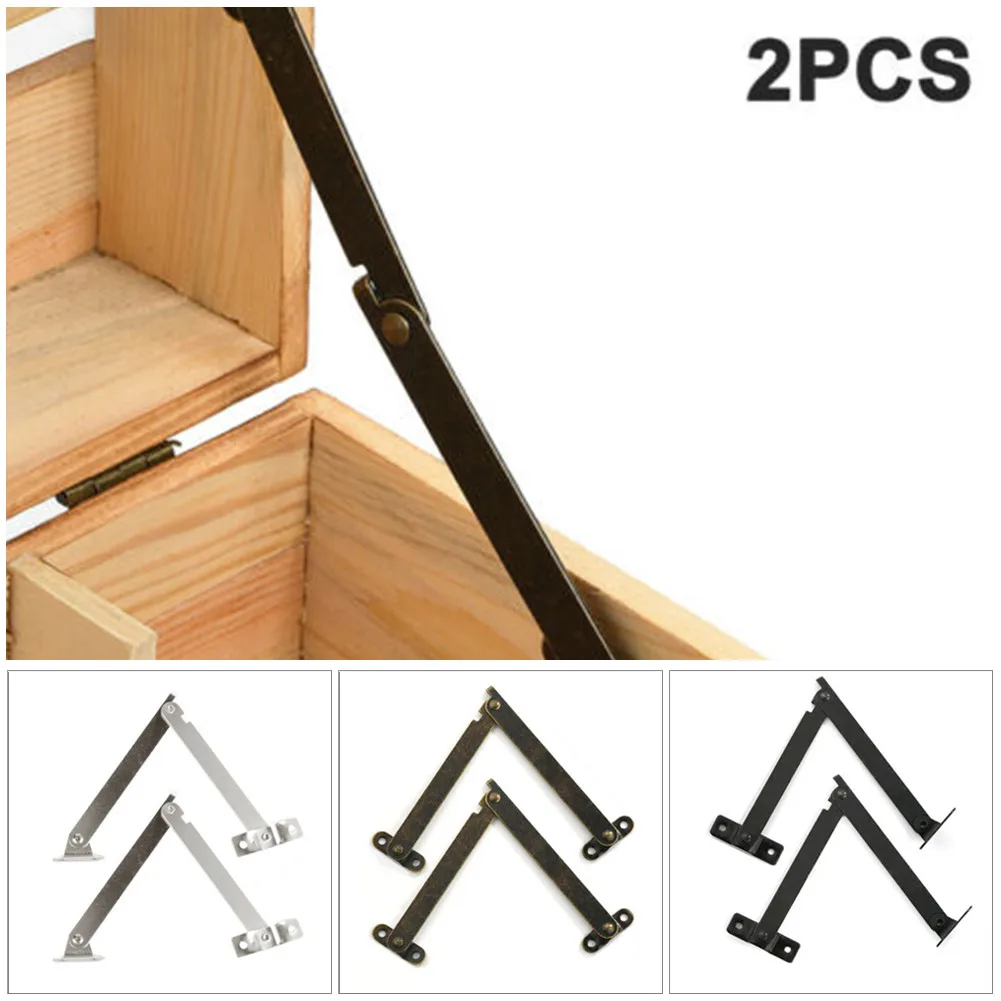 2PCS Metal Lid Support Hinges Stay Antique Bronze Iron Decor Hinge Box Furniture Furniture Hinges Accessories                New
