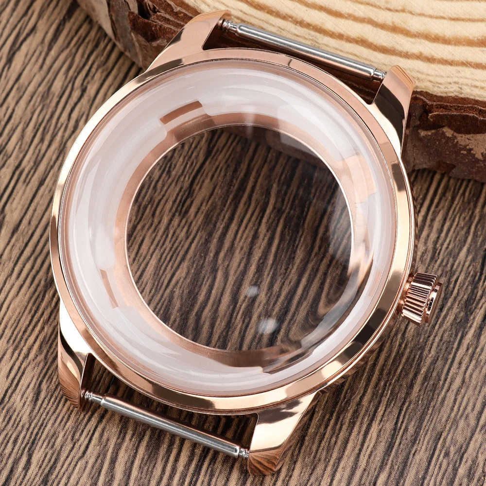 33MM/40MM NH35 Watch Case Rose Gold Bubble Glass for Cocktail Time Presage NH34 NH38 Movt Stainless Steel Watches Assemble Part