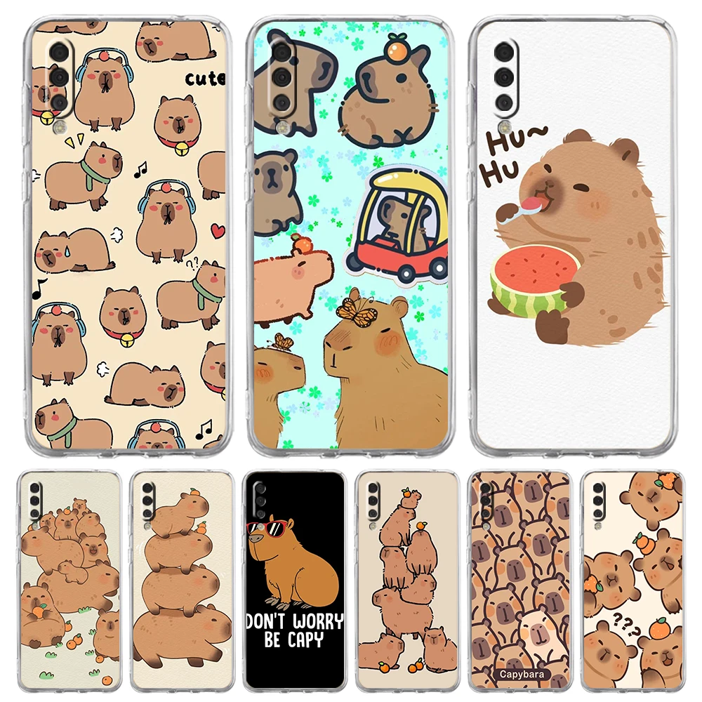 Cartoon Capybara Transparent Phone Case for Samsung Galaxy A12 A50 A52 A70 A40 A10 A20 A30 A02 A03S A04 Cover Silicone Shell Bag