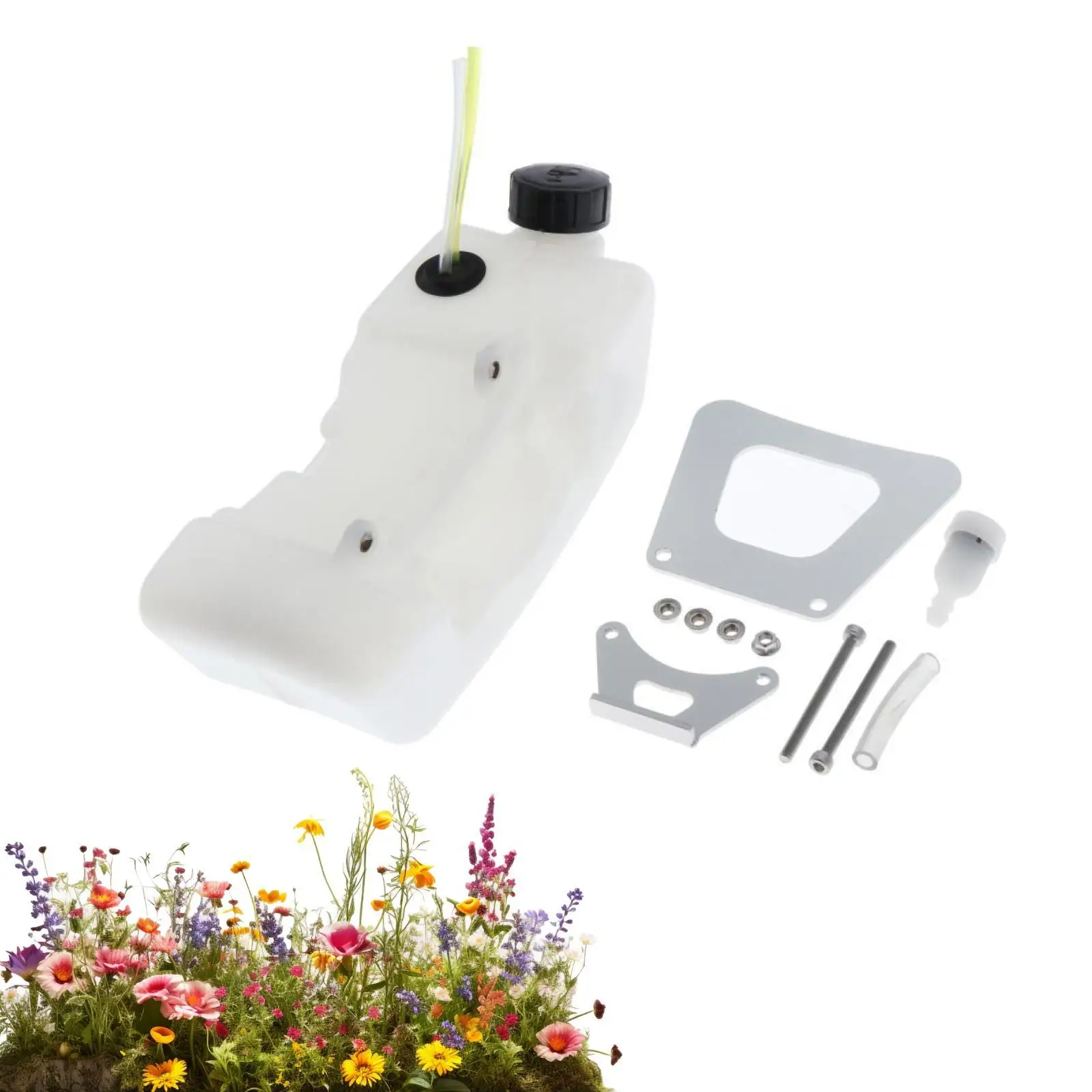 Trimmer Gas Fuel Tank Cap Replacement Kit White Plastic Metal Assembly for Brush Cutter Strimmer Home Garden