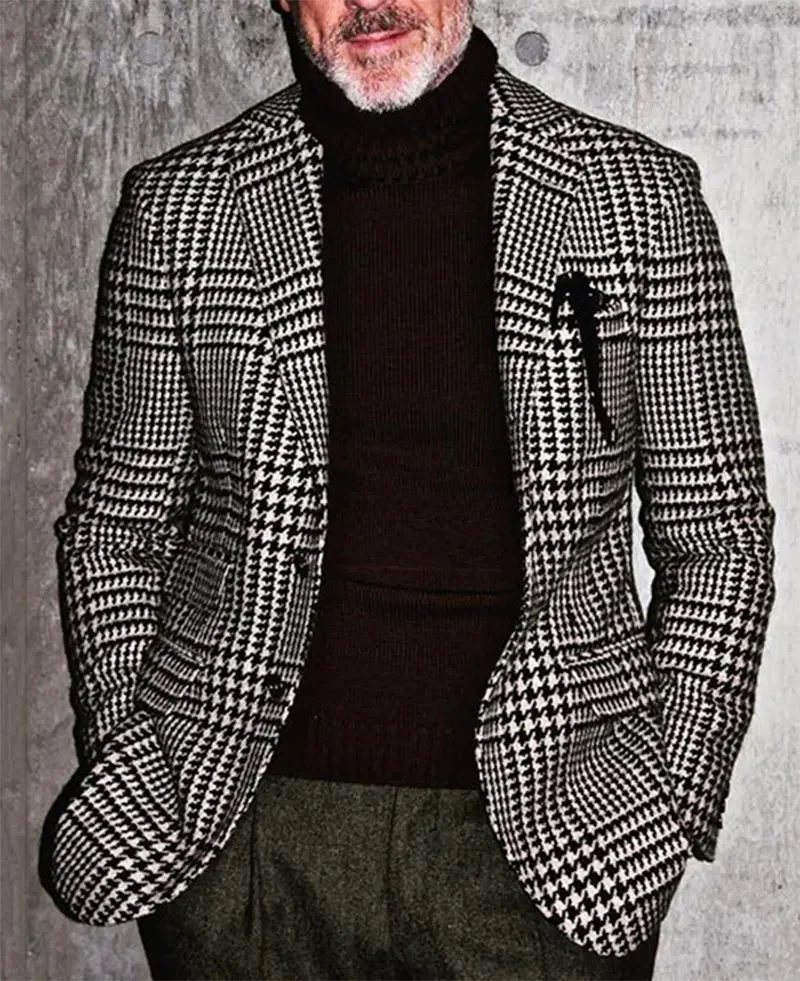 Men Blazers New 2024 Casual Business Men's Top Single Breasted Slim Plaid Suit Men Coat Fashion Men Clothing Mens Formal Jacket