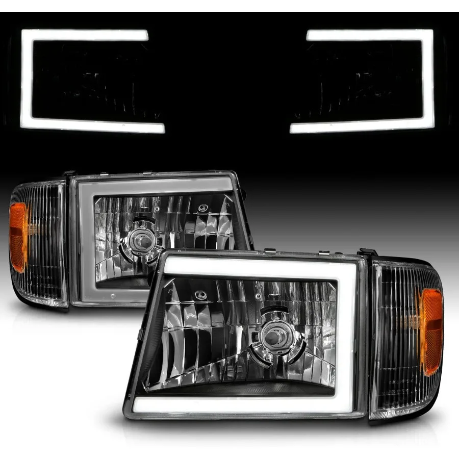 

Для 19982000 Tacoma 4WD Pickup светодиодная трубка, черные сменные фары с набором угловых фонарей для пассажиров и водителя Durab