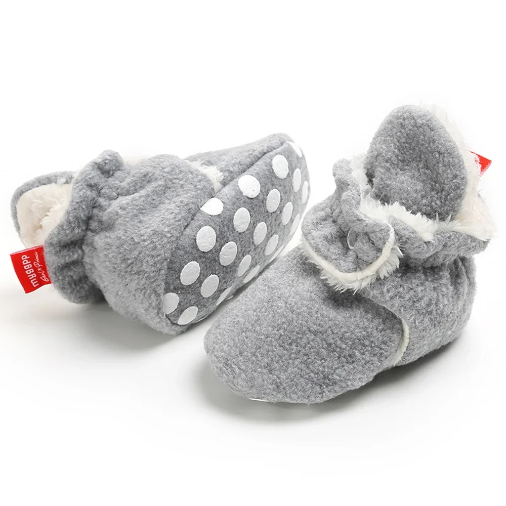 Meckior Winter Baby Boy Girl Socks Shoes Baby Booties Easy Wear Tight Infant Newborn Walking Fluff Warm Moccasins Zapatos Bebe
