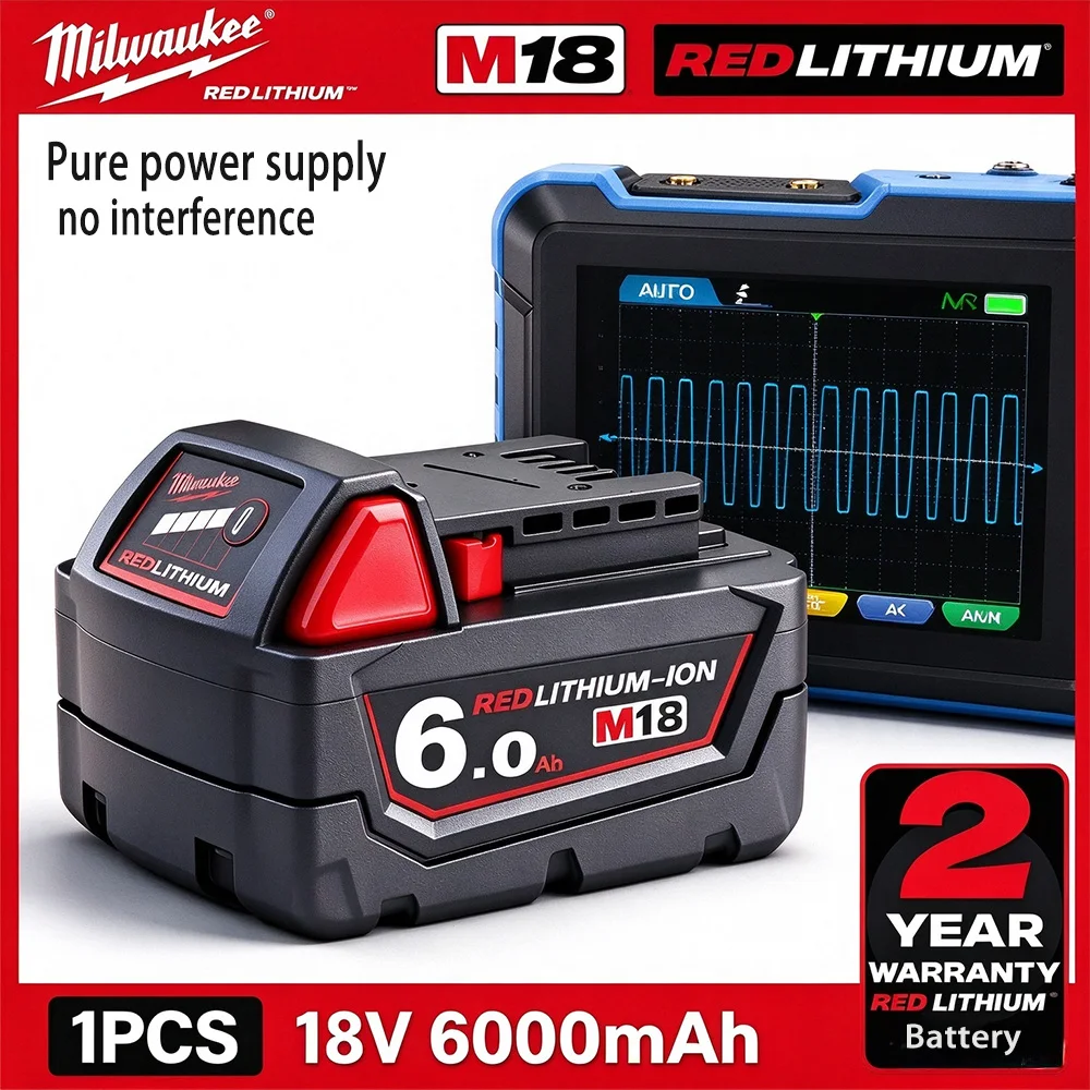 100%  Milwaukee M18  6000mAh Lithium-ion Battery 18V,Rechargeable Replacement Battery for Milwaukee M18 Cordless Power Tools