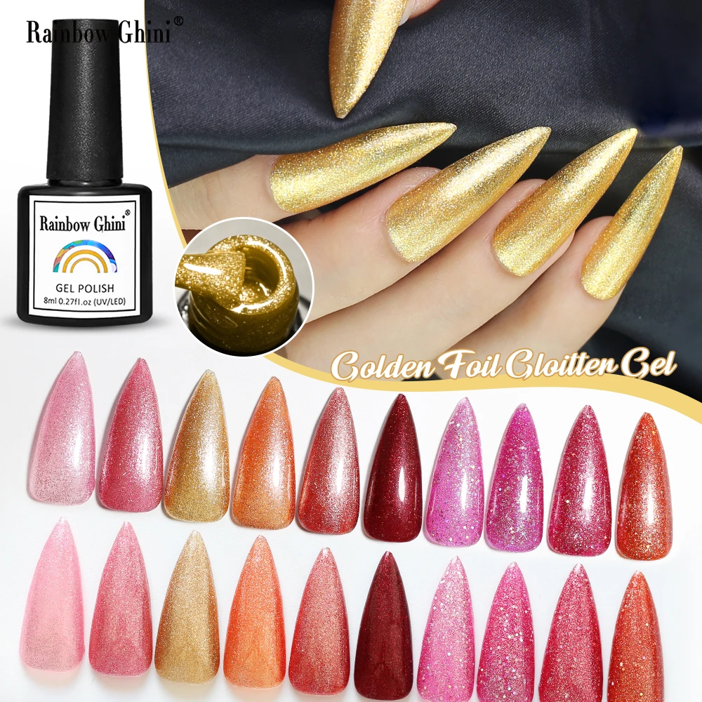 Rainbow Ghini 8ml High Quality Autumn Winter Trendy Colors Small Capacity Gel Polish Red Purple Shade Fine Shimmer Nail Varnish