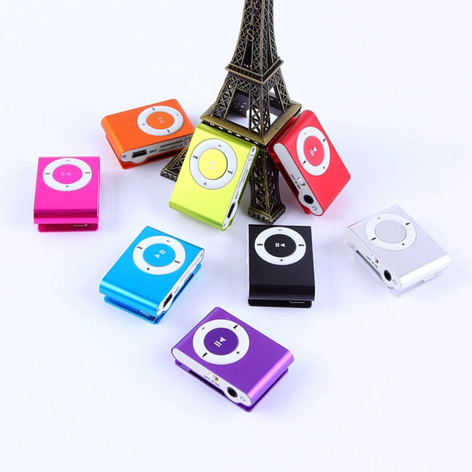 مشغل MP3 USB صغير محمول، مشبك صغير MP3 مقاوم للماء، مشغل موسيقى Mp3 معدني مدمج مع فتحة بطاقة TF #5