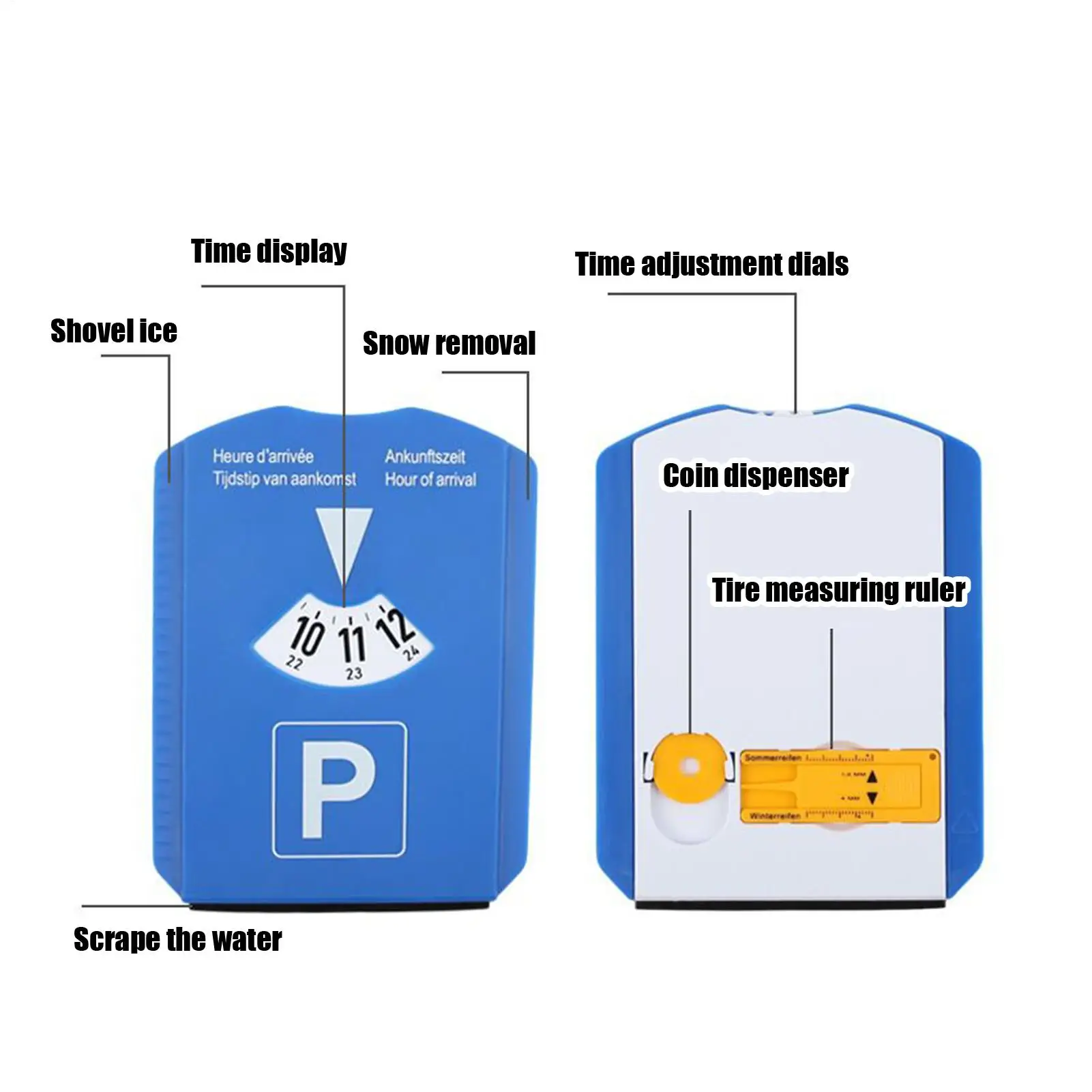 Multifunctional Temporary Parking Timer Plate Car Windshield Ice Scrapers Car Scraper Tread Gauge For Window Fog Water Stain