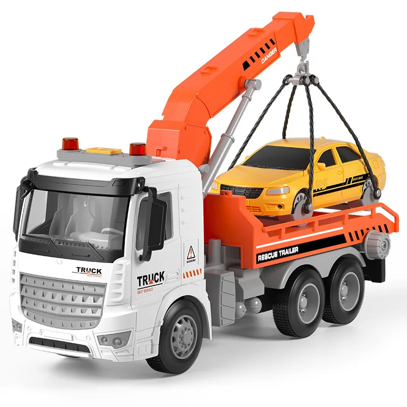 Large Inertia Trailer Toys Road Transport Crane Engineering Model Children\'s Educational Sound And Light Toy Car Gift Boys Toys