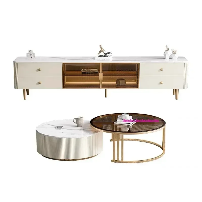 

Display Furniture Farmhouse Console Table Rattan Tv Standards Stand Entertainment Unit Nordic Organizer Room Luxury Movable Gold