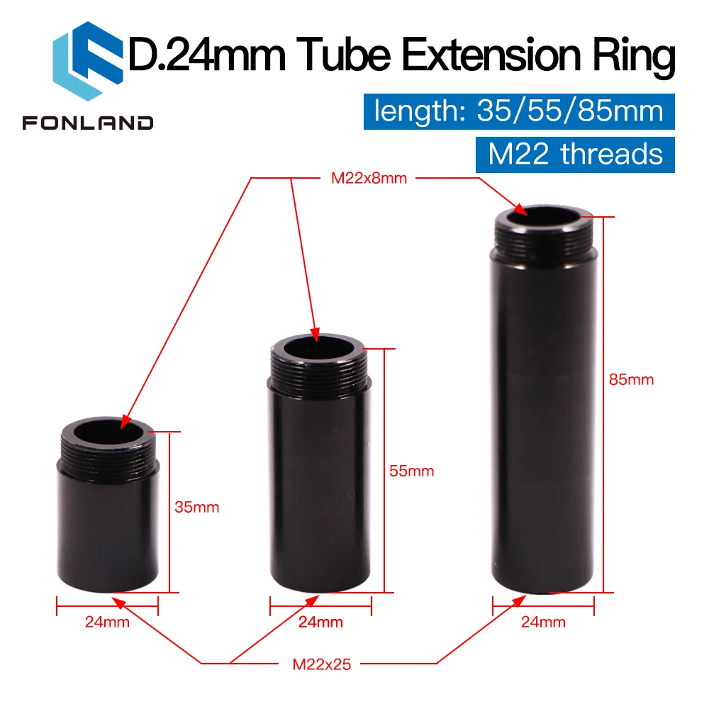 FONLAND CO2 Extension Tube Extension Ring Suit testa Laser O.D.24mm tubo dell\'obiettivo per macchina per taglio e incisione Laser CO2