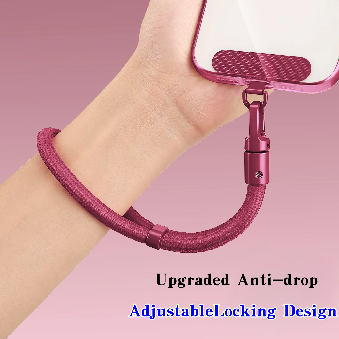 1pc Universal Adjustable Mobile Phone Lanyard Short Wrist Strap with Self-locking Anti-drop Design Durable Polyester Phone Strap