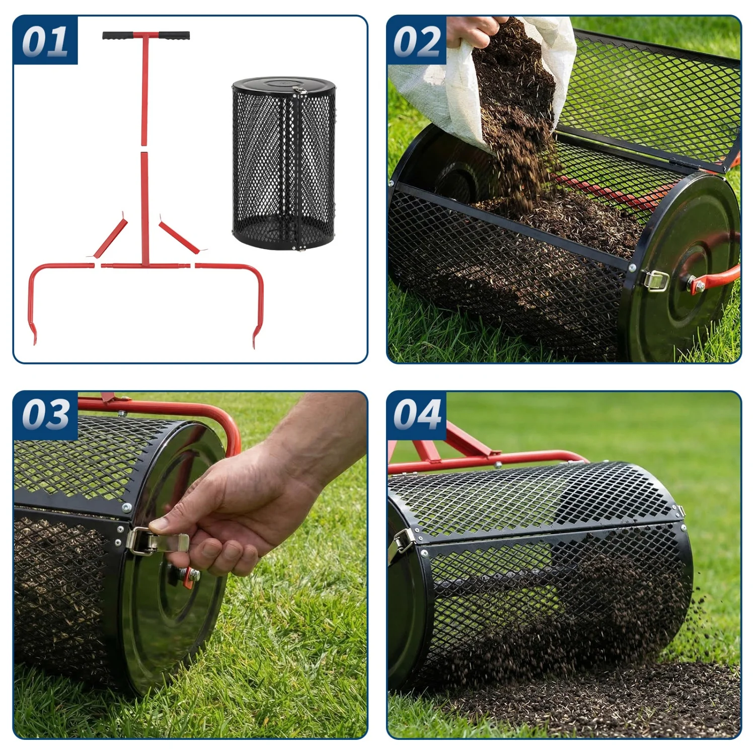 موزع سماد، موزع طحالب الخث بعر - مراجعة Grass Seed Spreader وسعره
