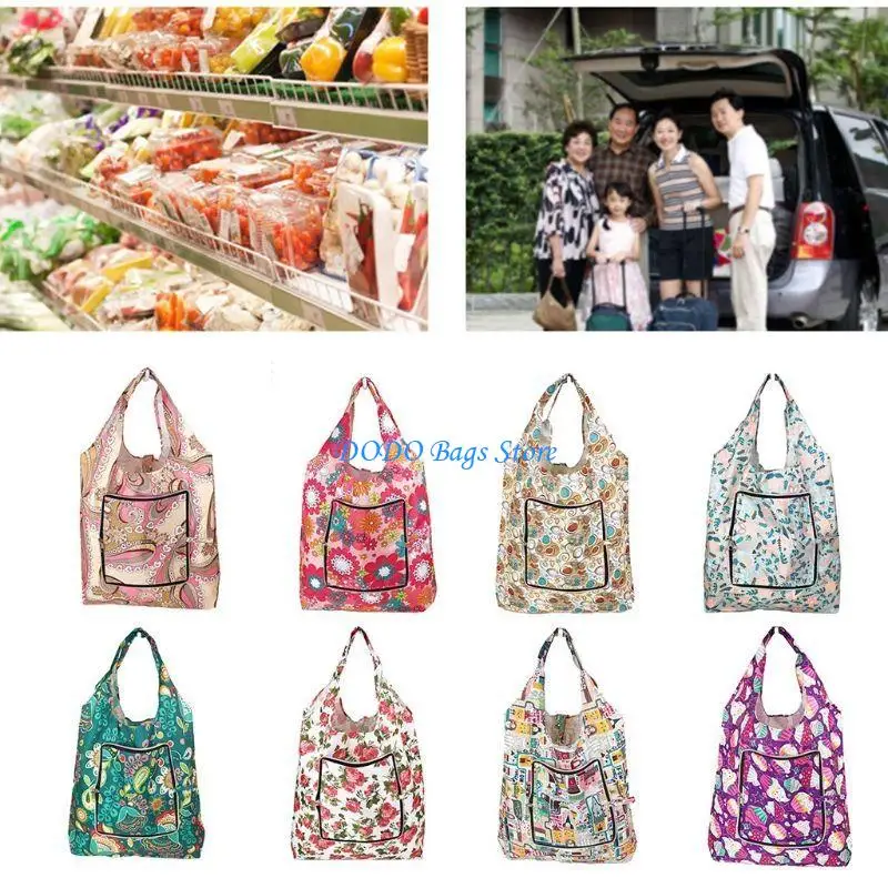 

E8FB Portable Foldable Bag Folding Bag Shopping Bag Printing Shoulder Bag