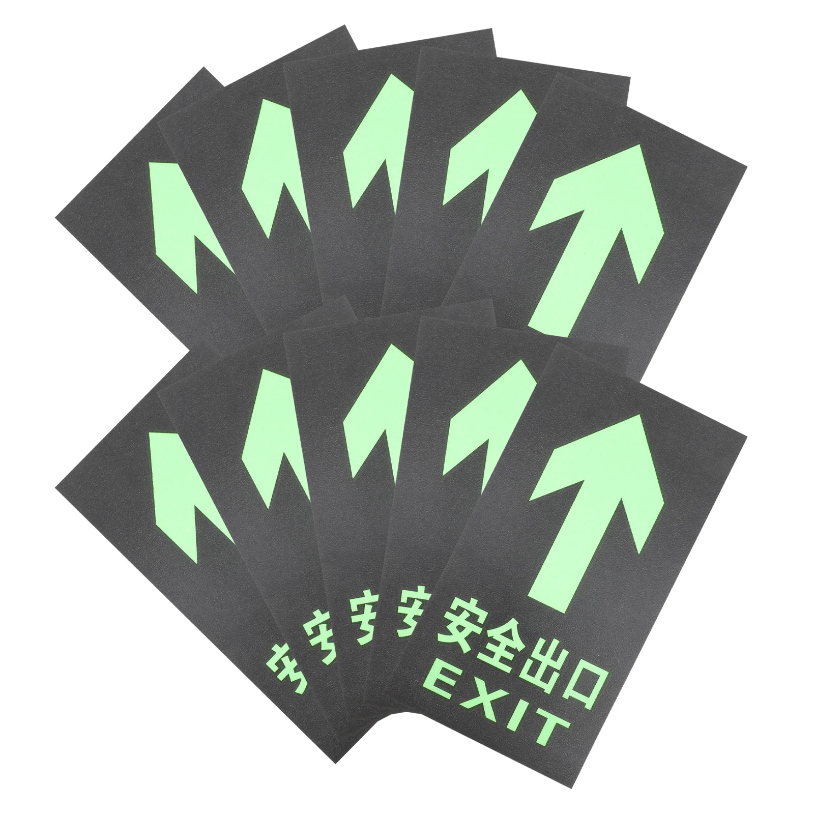 10pcs Luminous Safety Sign Glow In Dark Exit Stickers Self Adhesive Emergency Fire Exit Decals Reflective Directional Way