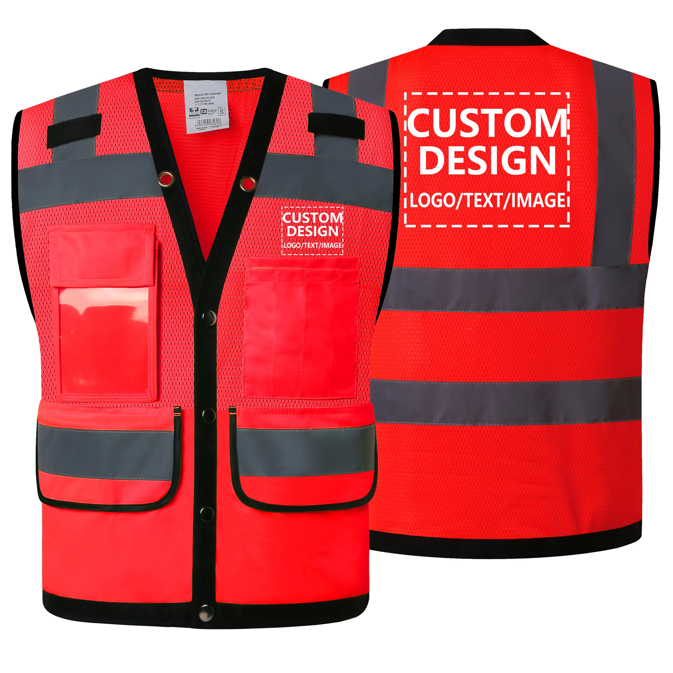 Safety Vest With Customize Logo For Men Hi Vis Vest Jacket High visibility Workwear Custom Reflective Vest With Logo And Text