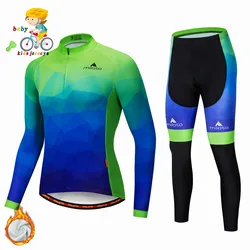 MILOTO-Long Sleeve Cycling Clothing for Kids, Children's Jersey Set, Thermal Jacket, Winter Uniform, Gradient, World Champion