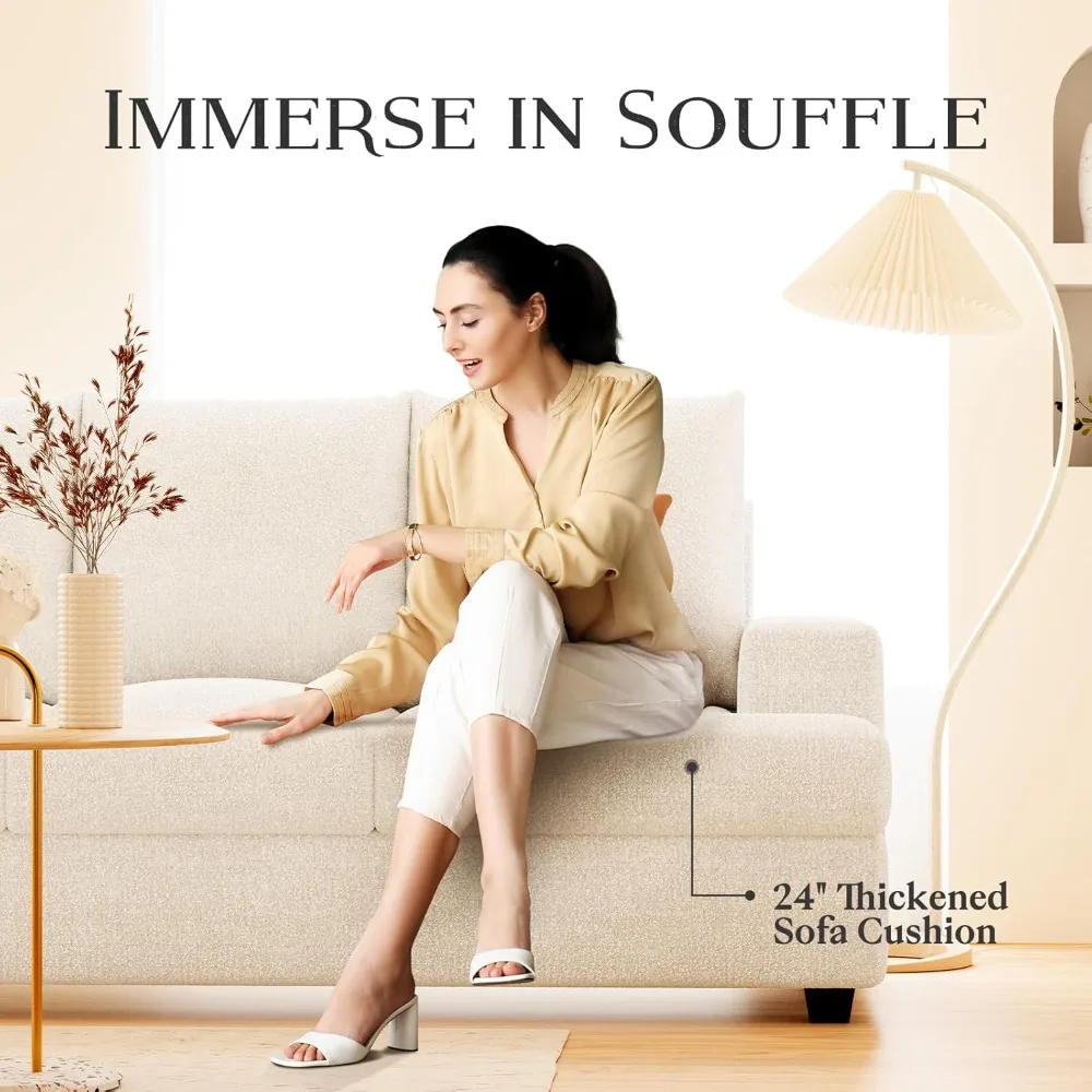 أرائك لغرفة المعيشة، أريكة أريكة مقاس 89 بوصة مع 3 مقاعد عميقة جدًا، سرير أريكة خالي من الأدوات، نائمة من قماش الشنيل القطني الحديث #5