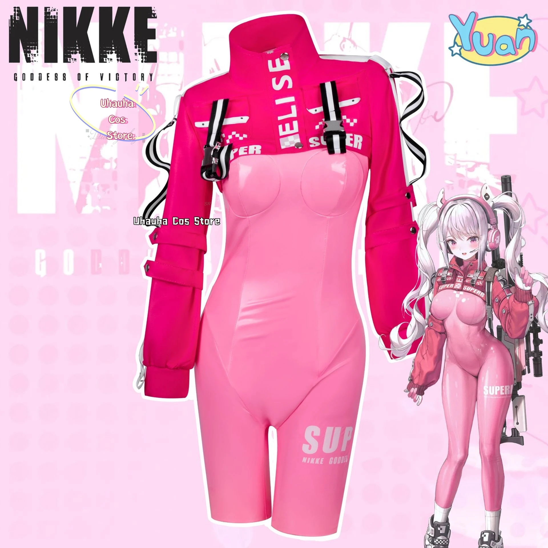 Game Nikki Alice Cosplay Costume Bodysuit Wig Coat Latex Suit Headwear Full Set Halloweent Suit For Women Girls Carnival Party