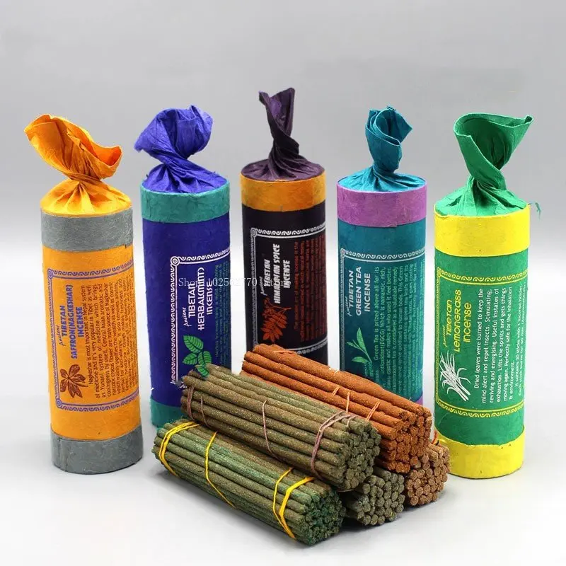 11.5cm Nepal Natural Color Short Tube Tibetan Incense Thread Fragrance Plant Handmade Incense DIY Home Purifying Air Fragrance