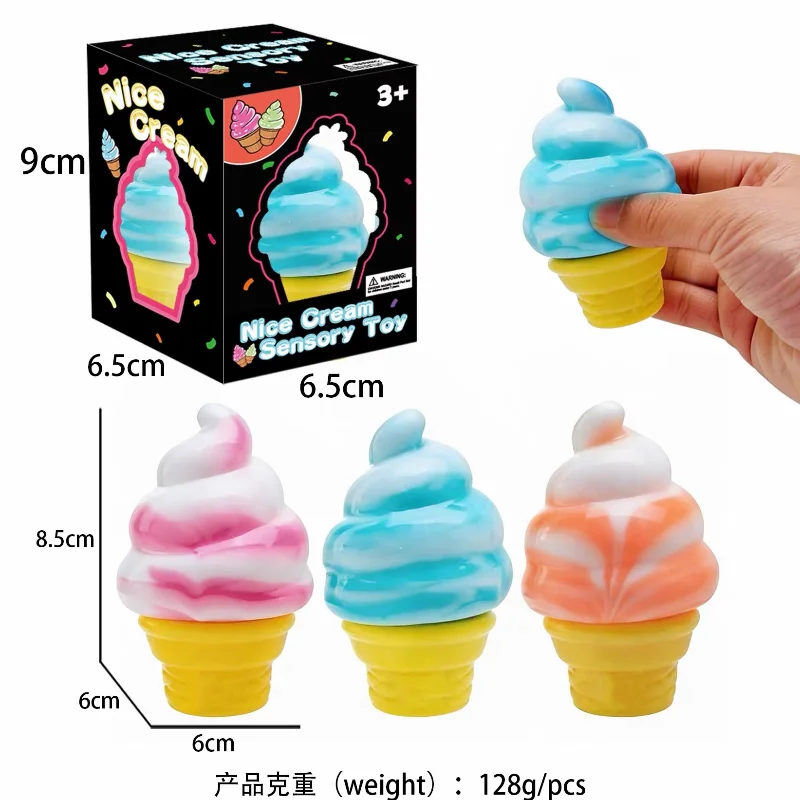 Mini Ice Cream Cone Squishy Stress Relief Set Sensory Squeeze Fidget Gift Box for Kids Adults Soft Slow Rising Calming Gadget