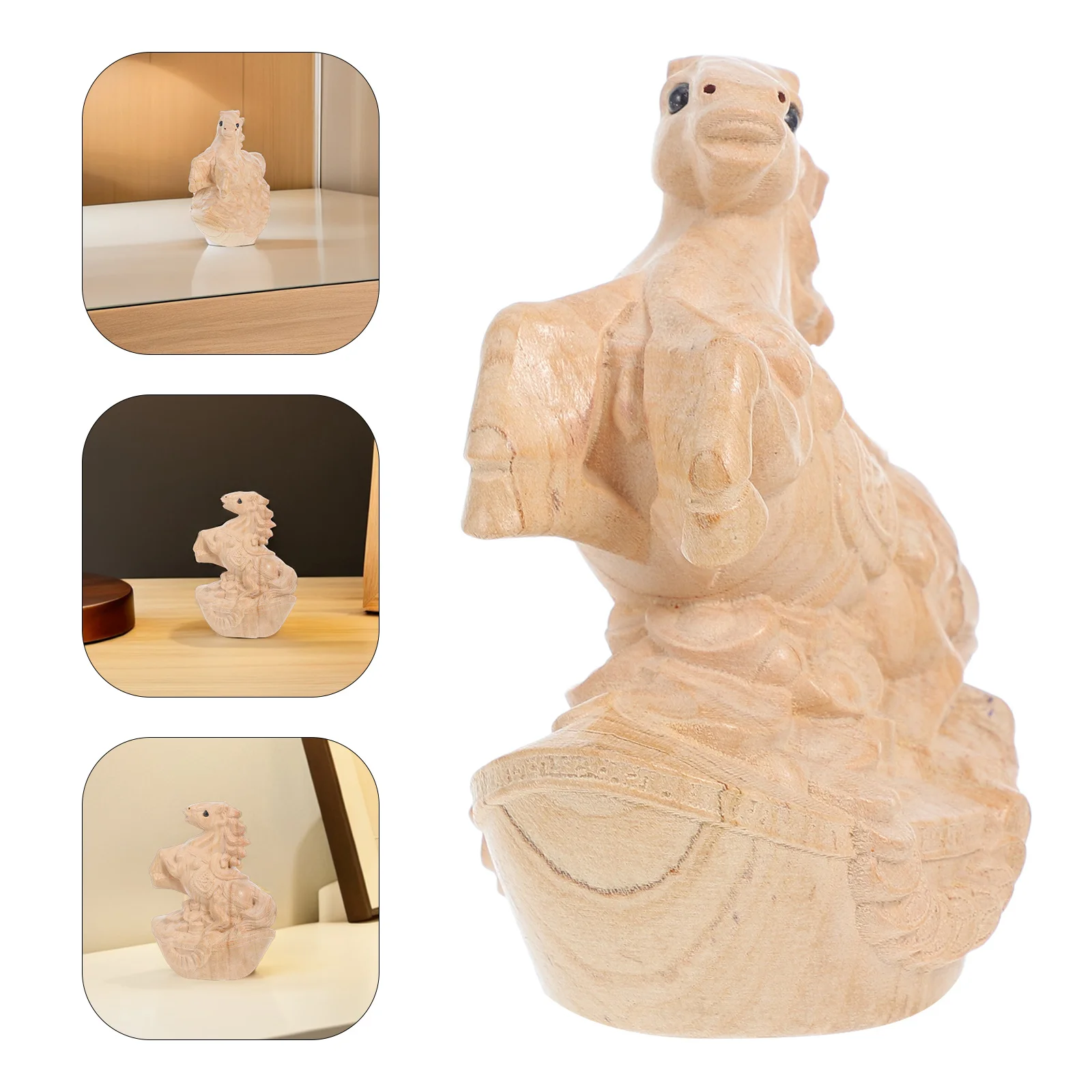 

Chinese Zodiac Horse Wood Year of The Horse 2026 Feng Shui Wealth Statue Good Luck Ornament Home Office Decor Feng Shui Figurine