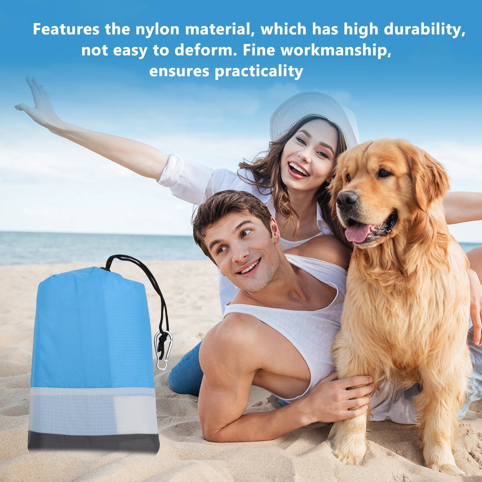 

Waterproof Beach Blanket Sand- Off Quick Dry Foldable Camping Picnic Mat Outdoor Travel Ground Cover With 4