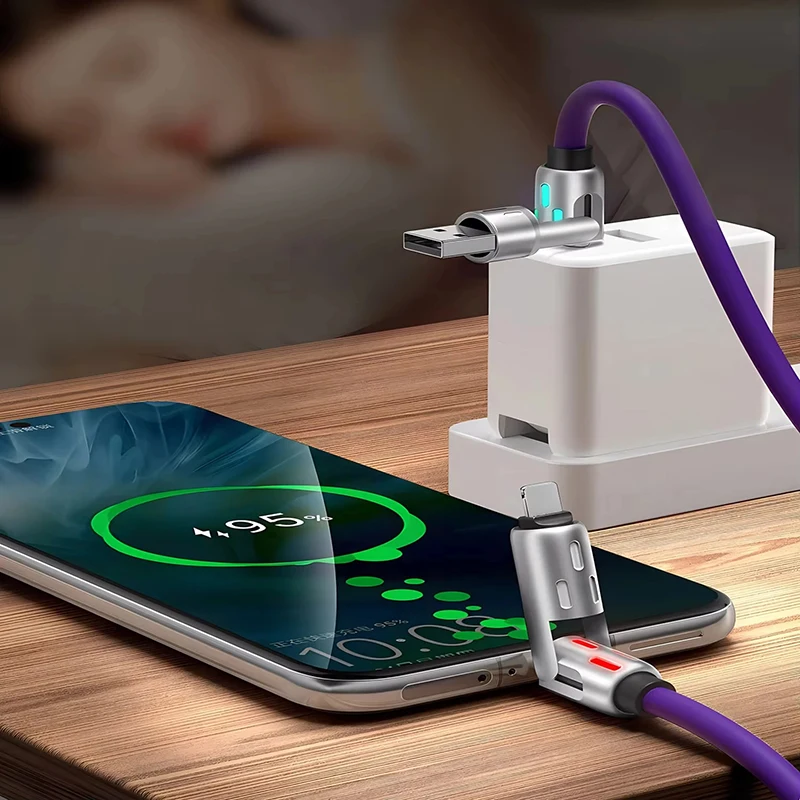 New 4 in 1 Multi Connectors Charger Rotating Elbow USB to Type-C Mobile Phone 240W Fast Charging Silicone Cable Data Transfer