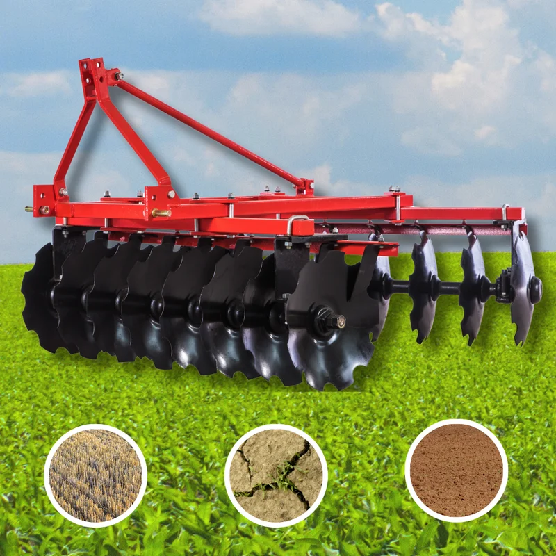 Trendy Lightweight Disc Harrow, 3-Point Tractor Harrow with 460mm 65Mn Manganese Steel Blades for Farm Soil Preparation