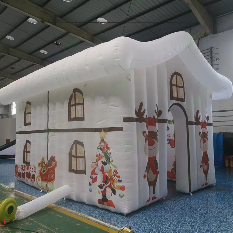 Fast Air Shipping Commercial 5x3m Inflatable Christmas House Xmas Inflatable Santa Grotto Castle for Party Events