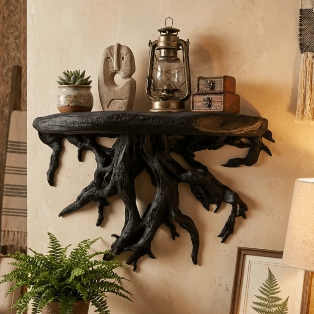 3D Printed Tree Root Shaped Wall Rack Plastic Integrated Wall Mount Display Rack Simulated Stable Driftwood Wall Floating Shelf