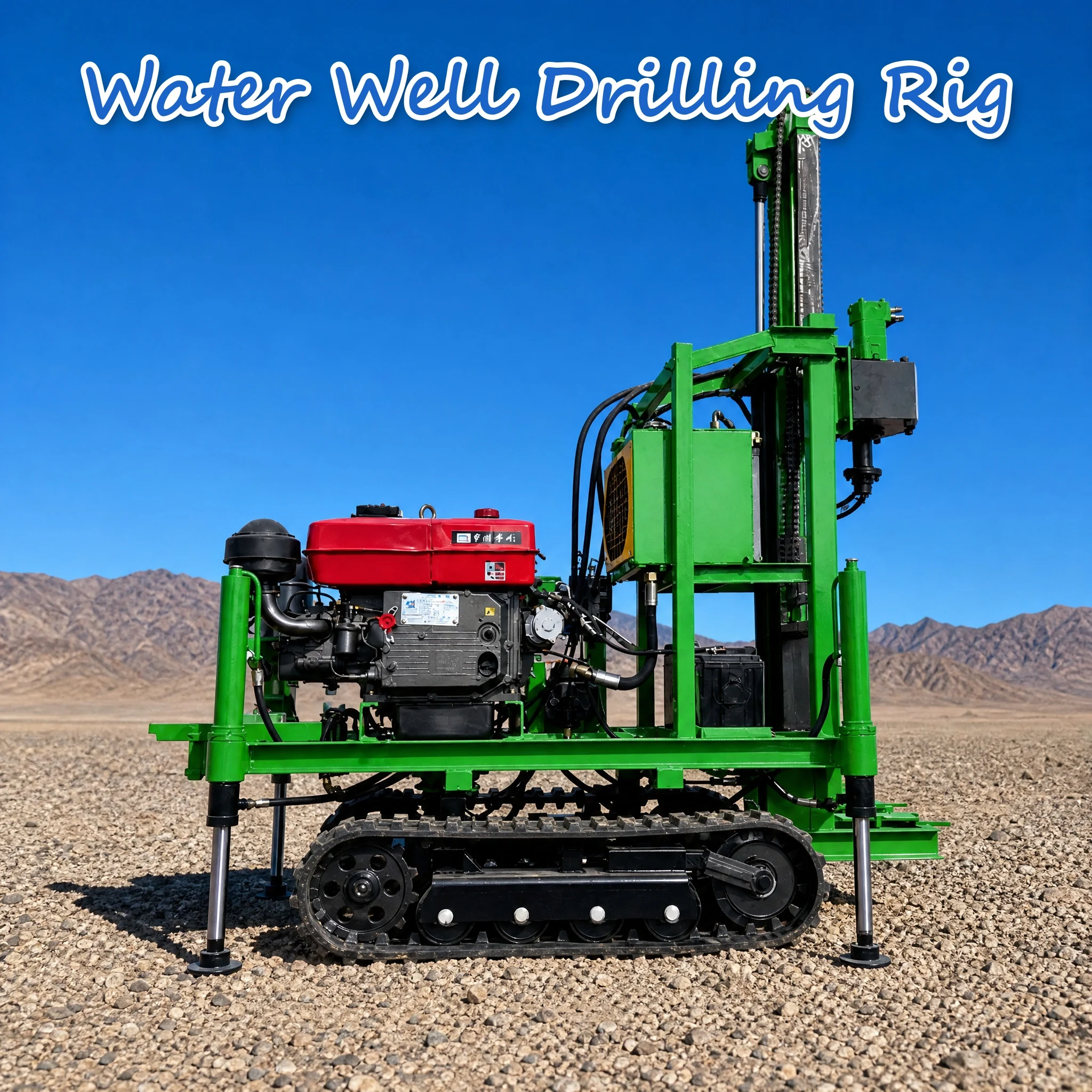 Customized Diesel Driven Hydraulic Transmission Well Drilling Rig 22HP to 35HP Class Crawler Base Small Frame High Efficiency