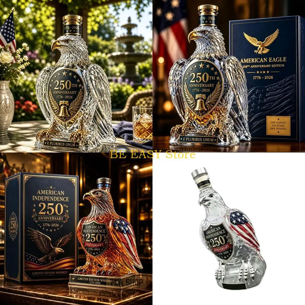 E28F American Bird 250Th Anniversary Commemorative Bottle, 1776-2026 US Patriotic Whiskeys Decanter with Bells Emblemed, Home