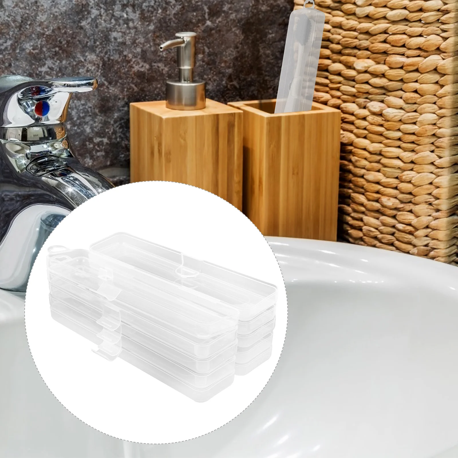 

5pcs Plastic Cutlery Box Portable Toothbrush Cases Travel Toothbrush Holders Compact Protective Covers For Outdoor Use