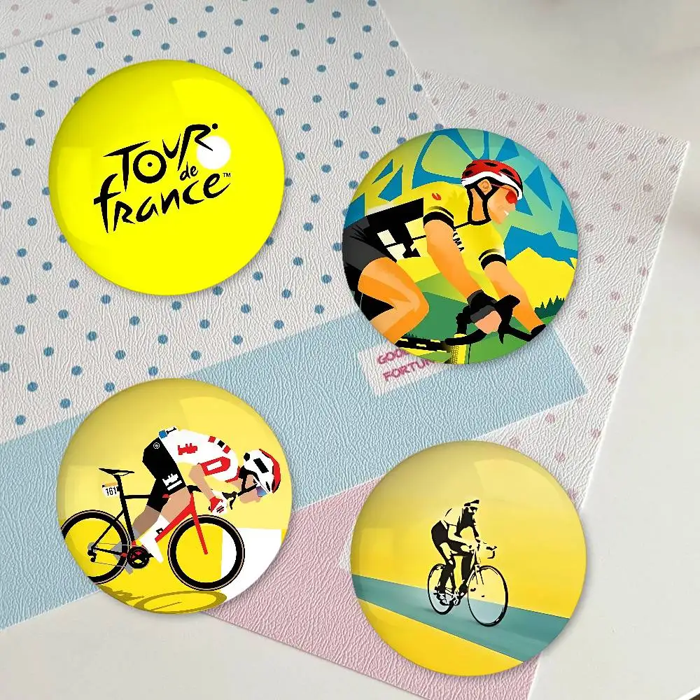 Tour De France Premium Tinplate Round Lapel Pins: Cute Badge Brooches For Shoulder Bag Accessories, Souvenir Gifts