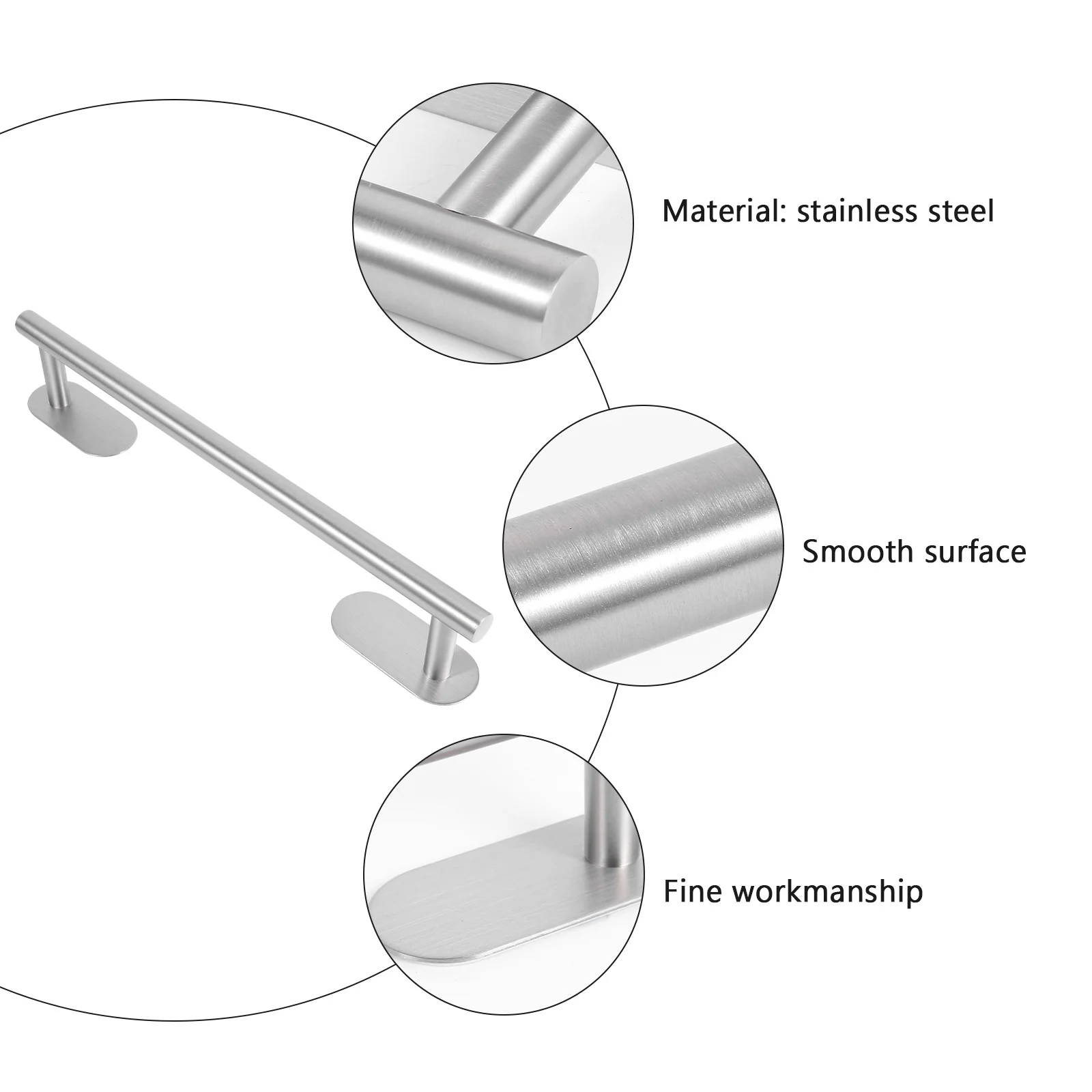 

Stainless Steel Towel Rack No Drilling Required for Bathroom Kitchen Laundry Room Mounting Inside Cabinet Door Storage Organizer