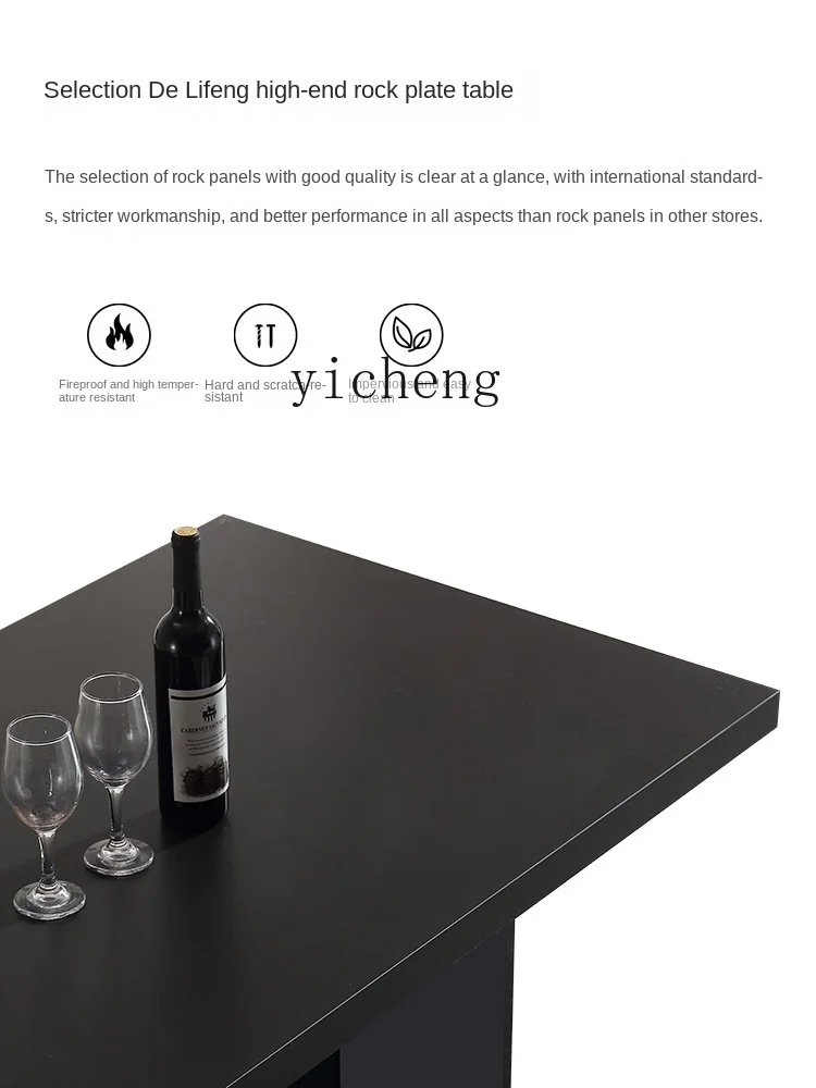 Xl Acrylic Pure Black Stone Plate Dining Table Rectangular Hanging Suspension Stone Plate Table