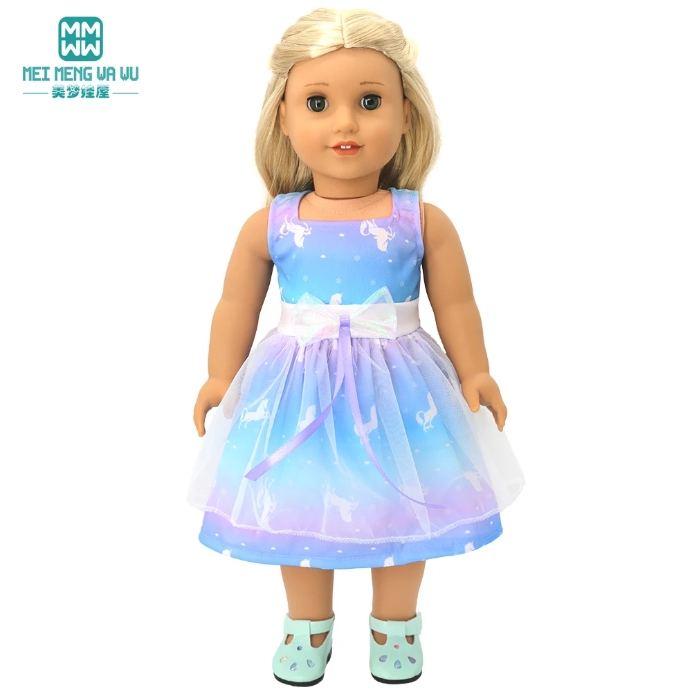 Puppe Kleidung Fit 45cm Spielzeug Amerikanische Puppe Mode Cartoon Gaze Kleid Hemd Hosen Schuhe Mädchen Geschenke – Detail 3