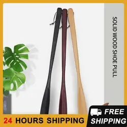 1pc Solid Wood Shoehorn Long Handle Professional Shoe Horn Unisex Portable Handle Shoe Lifter Shoe Puller Accessories