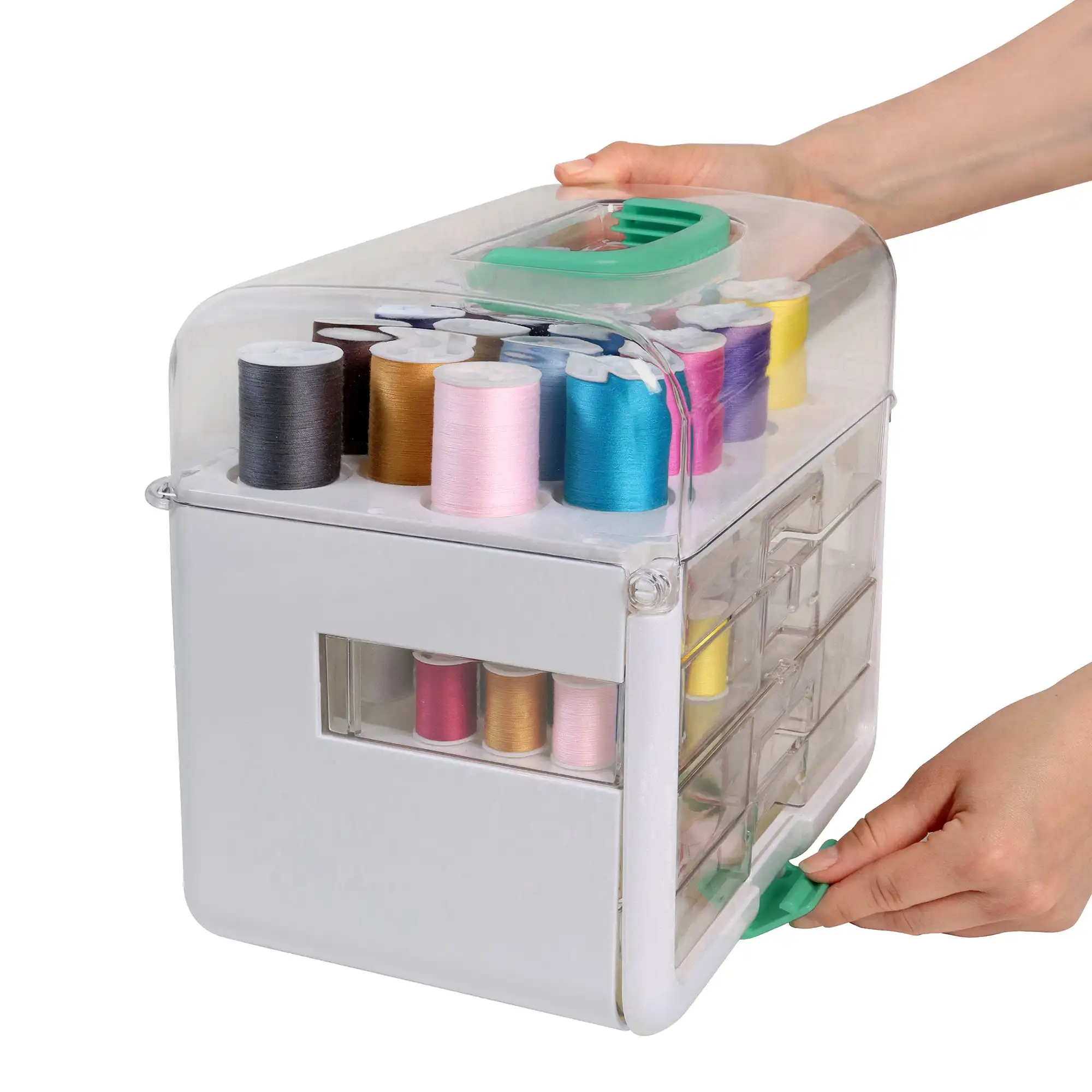 

Sewing Kit and Storage Case with Plastic Box, 224 Pcs Embroidery Thread Organizer for Beginner | Home and Emergency Use