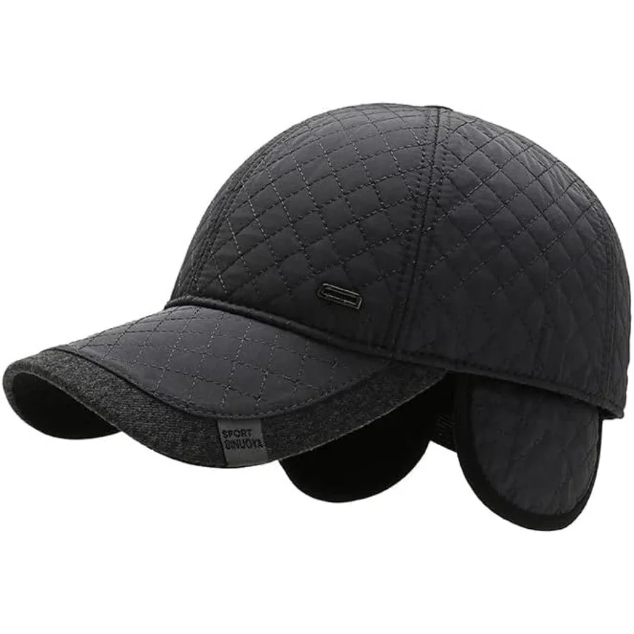 Topi Bisbol Musim Dingin Topi Musim Dingin Pria dengan Penutup Telinga Topi Cuaca Dingin yang Dapat Disesuaikan