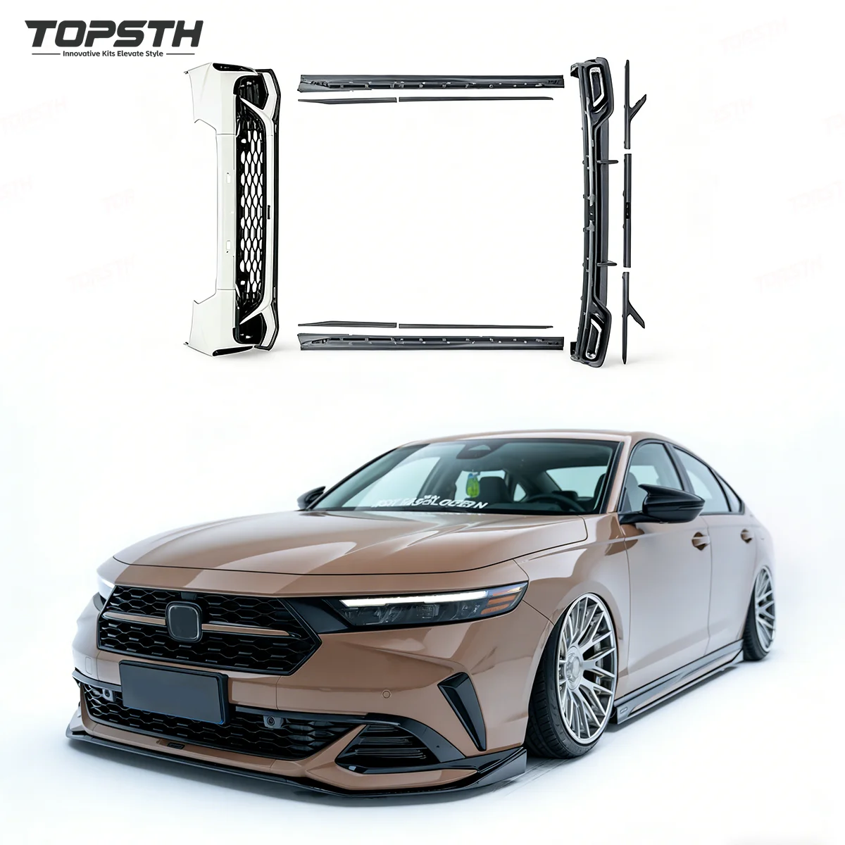 Upgrade Accessories Plastic Polished Body Kit For Accord 11th 2023+ Front Bumper Lip Side Skirt Rear Diffuser