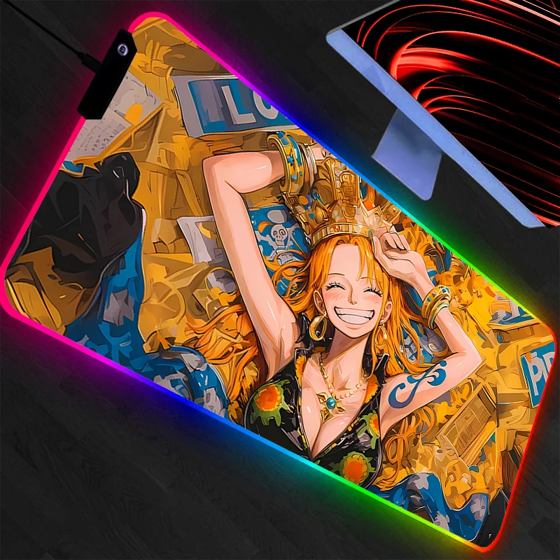 

One Piece RGB Mouse Pad Large Gamer Xxl Desk Mat Computer Keyboard LED Gaming Accessories Carpet Backlight Mousepad Durable