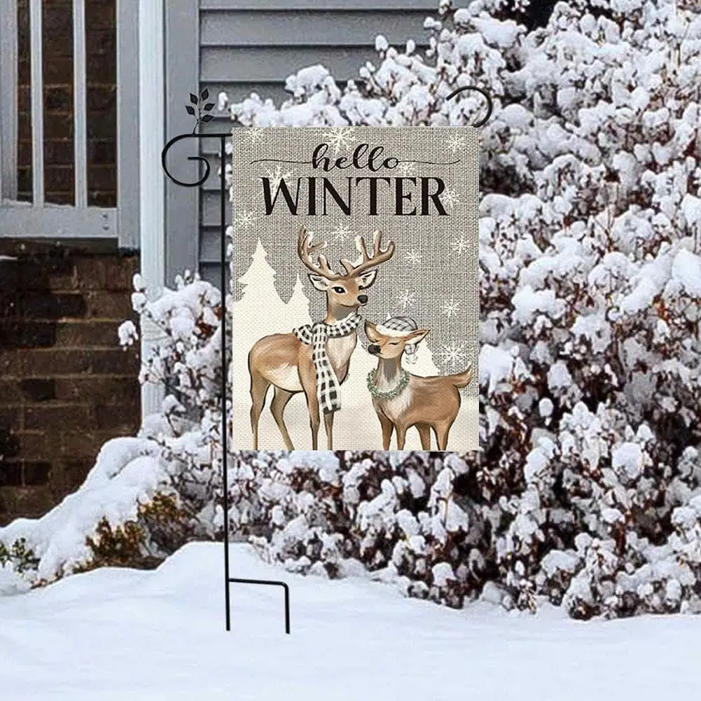 Christmas Garden Flag,12x18 Inch Double Sided Merry Christmas Garden Garland Flag,Funny Garden Flags Outdoor Welcome Signs Y zzo