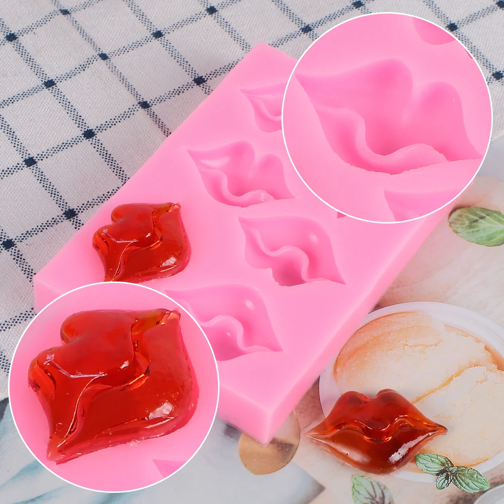 Lips Cake Decoration Silicone Mold 3D Lip Fondant Chocolate Candy Gum Paste Cake Topper Resin Mold for Valentine\'s Day