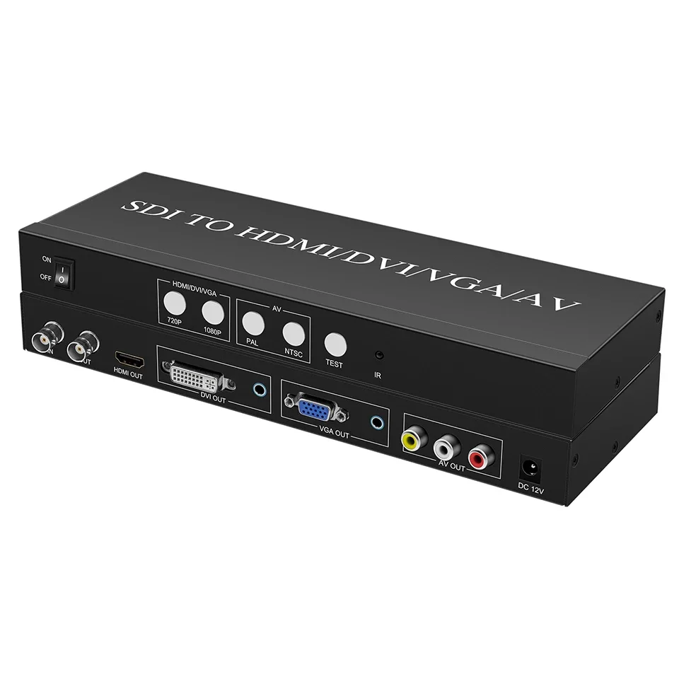 Convertidor de Audio y vídeo SD/HD/3G SDI a HDMI DVI VGA AV CVBS con adaptador de salida de bucle SDI para Monitor Multimedia HDTV