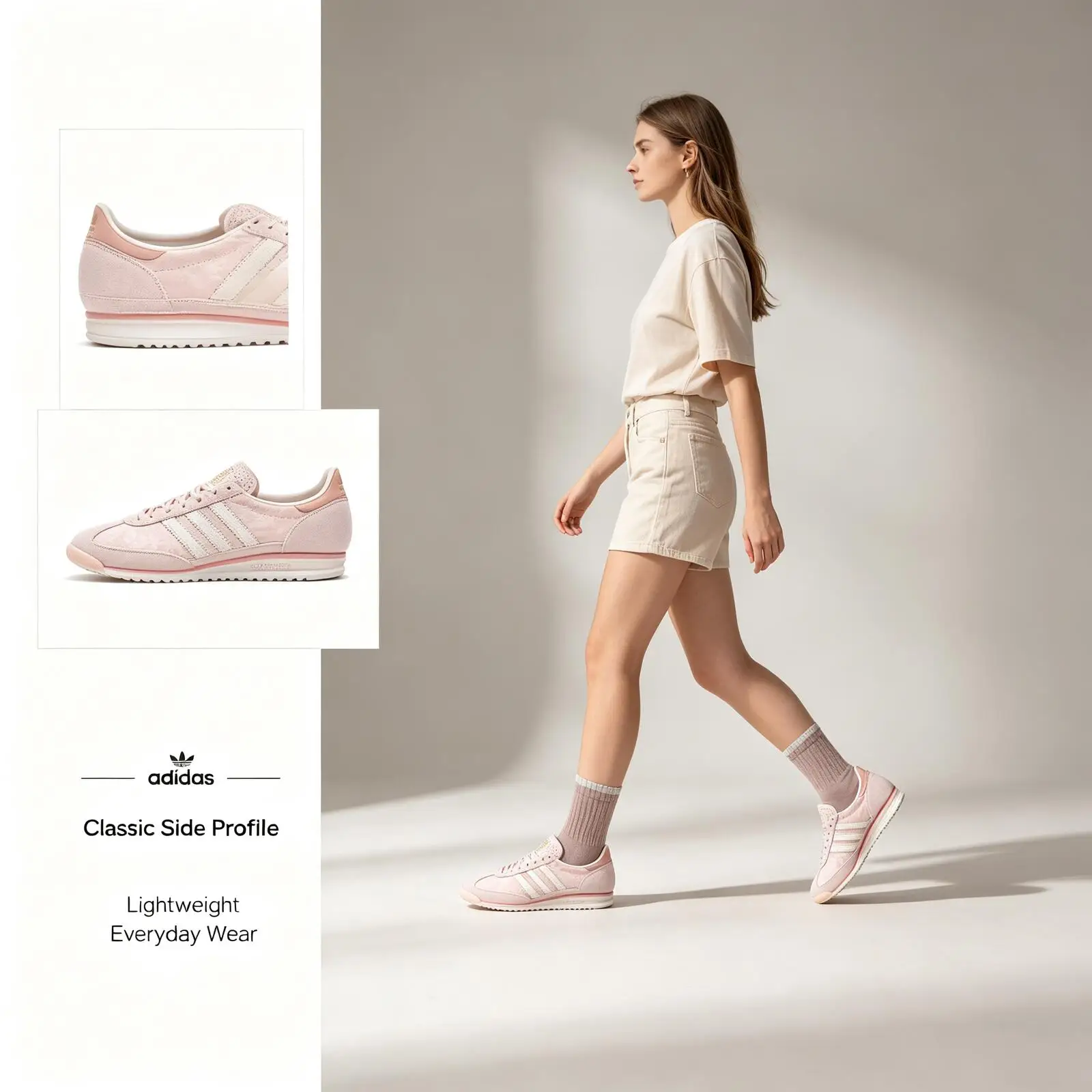 Adidas Originals Retro SL72 Low Top Sneakers Light Pink Floral Embossed Suede 3 Stripes Trefoil Vintage Casual Trainers IH1871