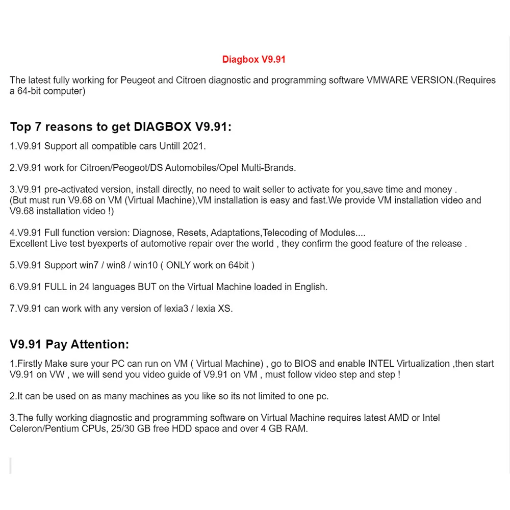 Lexia 3 Lexia V9.91 Diagbox repair diagnosis Latest Fully working For Peugeot Version For Citroen Diagnostic Software Vm Version